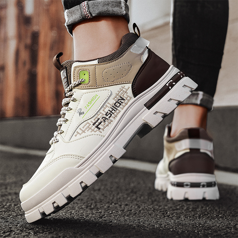 2024 otoño nuevos zapatos de hombre de baja altura de estilo de moda casuales de suela gruesa aumentada de cuero empalmado zapatos de hombre de estilo británico