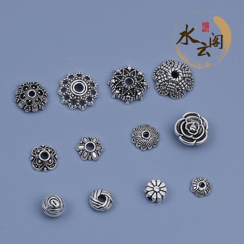 Alloy Jewelry Accessories Xizang Silver Retro Alloy Flower Tray Spacer Bead Tray DIY Bracelet Necklace Wholesale