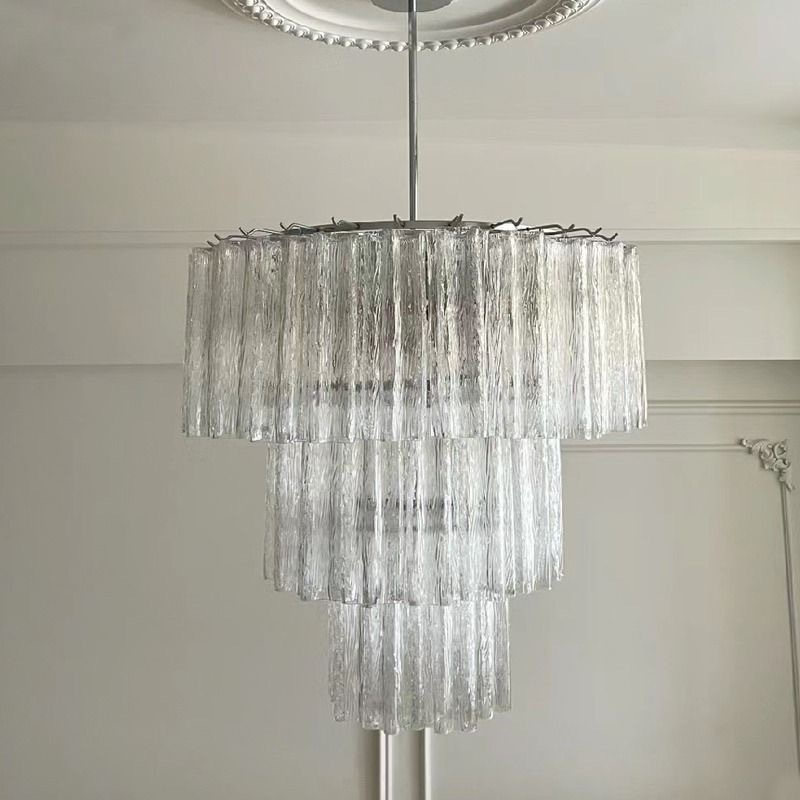 法式轻奢清光水晶楼梯灯高级感餐厅卧室别墅灯具2025新款客厅吊灯