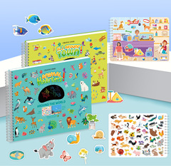 Cross-border sticker book children's early education enlightenment toy book urban animal multi-scene diy sticker coloring quiet book