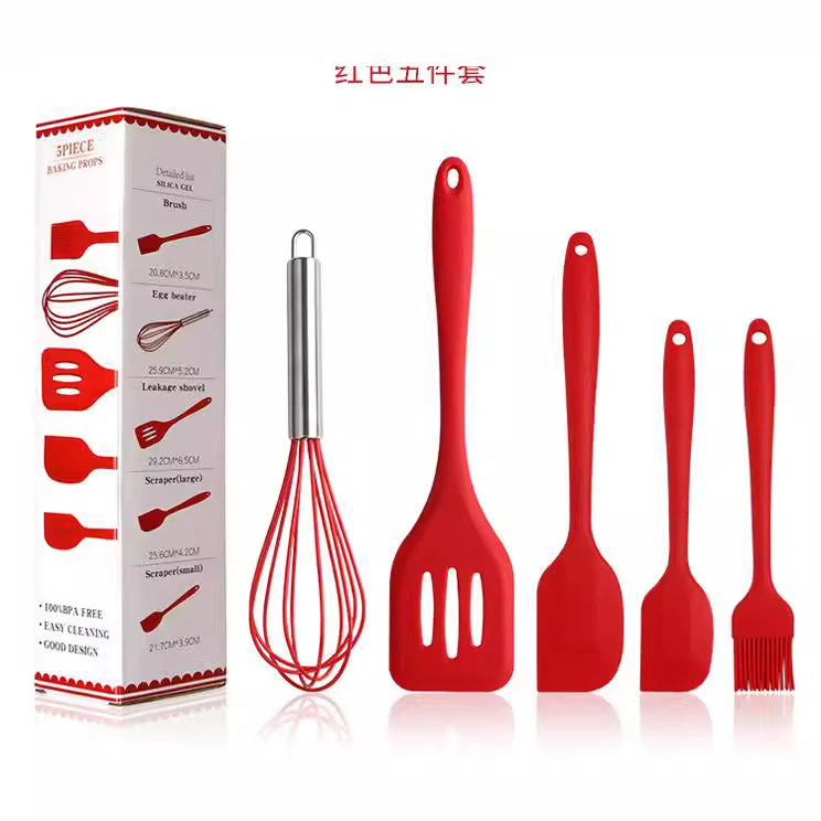Silicone scraper, brush, kitchenware, set, 5 pieces