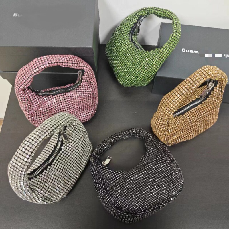 New Cross-border Super A Rhinestone Bag silver Handbag Fashion Niche Evening Bag Wedding Bag High-end Clutch Bag