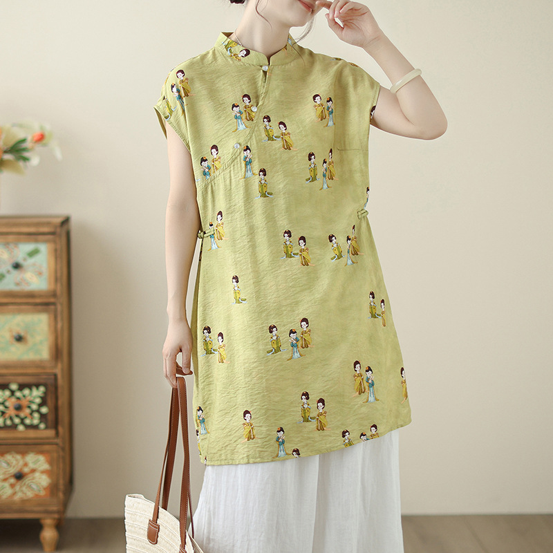 2025 Summer Cotton and Linen Cheongsam Dress, Super Slimming and Flattering National Style Dress for Petite Figures 2025 Summer Cotton and Linen Cheongsam Dress, Super Slimming and Flattering National Style Dress for Petite Figures