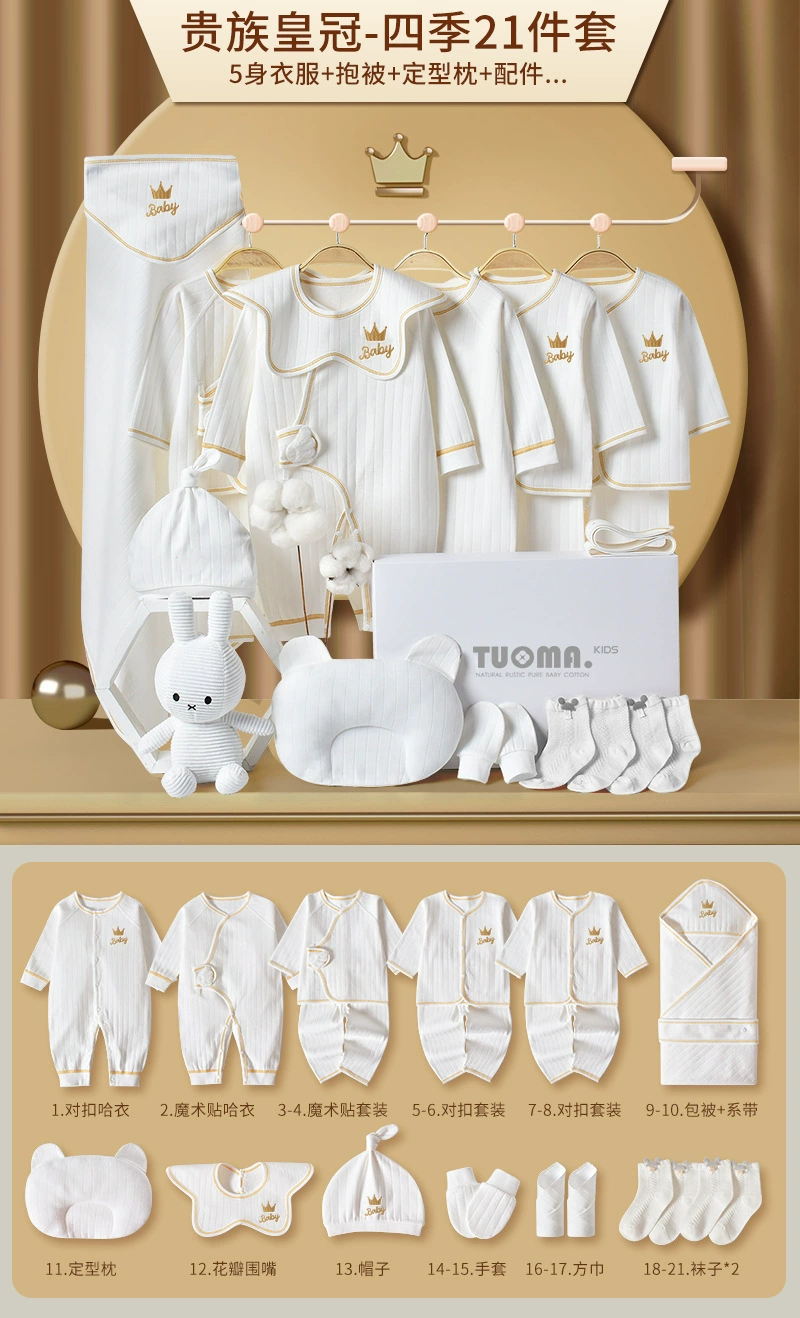 Tuoma Kids Cotton Baby Gift Set in Gift Box – Newborn Bodysuits & Accessories