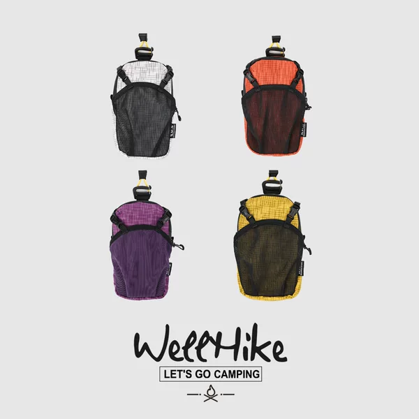 WELLHIKE backpack external water bottle bag, hiking and trekking accessory, mobile phone handheld outdoor shoulder bag