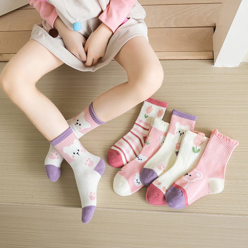 Zhuji Kidsren's Socks Wholesale Autumn and Winter Cartoon Mid-Calf Socks Boys and Girls Socks Cute Baby Sweat-Absorbent Cotton Socks