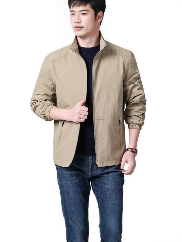 Sports Jacket for Men, Spring and Autumn Style, Stand-Up Collar Top, Cycling and Running Windbreaker, Short Outdoor Casual Jacket, Popular Style