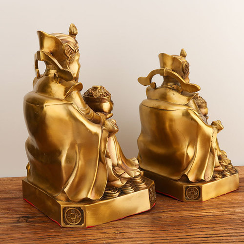 Brass God of Wealth ornaments, home living room decorations, shop opening gifts, company offices, Buddha statues