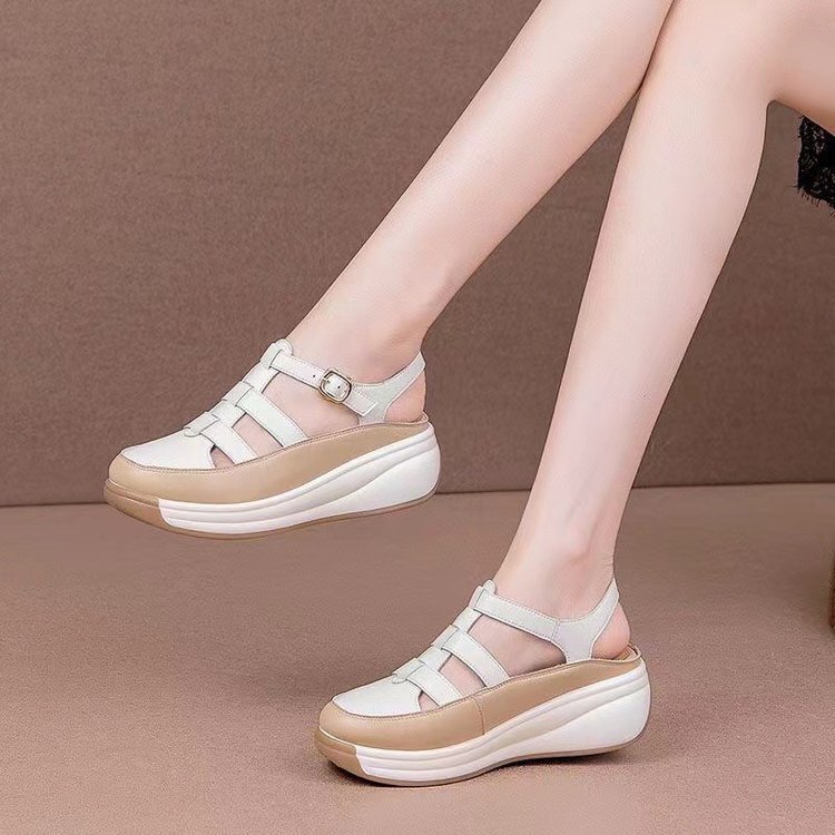 2025 New Fashionable, Comfortable, Versatile Thick-Soled Wedge-Heeled Rocking Shoes for Students, Outdoor Travel, Running, Sports and Leisure Shoes
