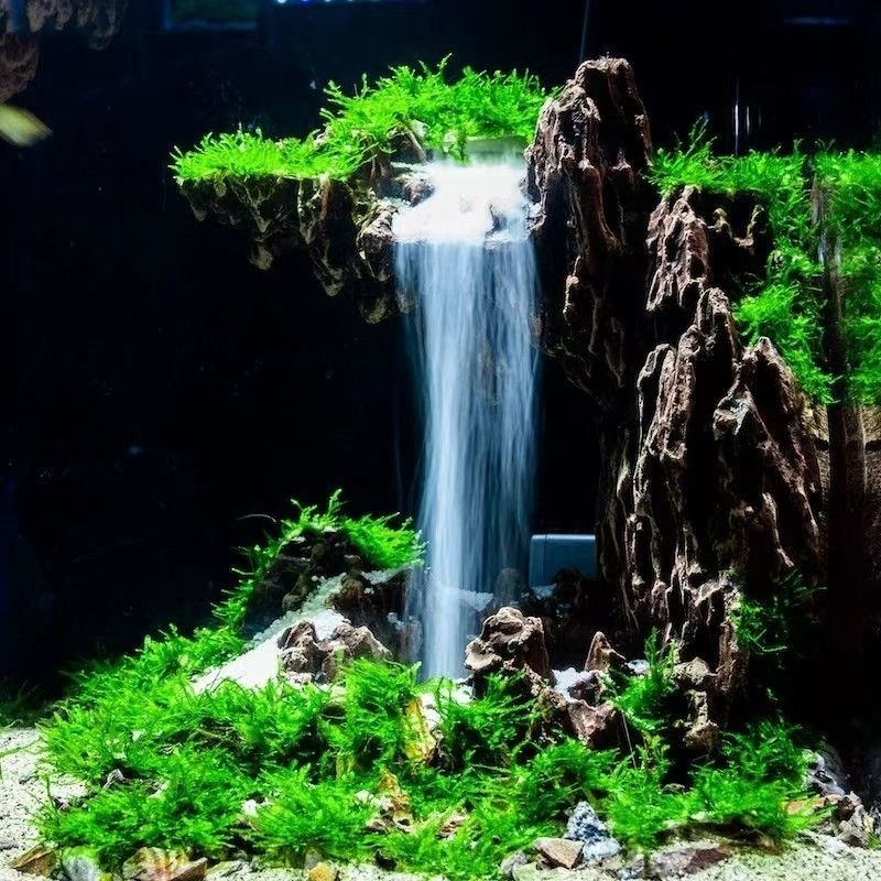 Fish Tank Landscaping Decoration Water-Powered Suspended Quicksand Waterfall Rock Feature Ornament Pine Bark Stone Quicksand Waterfall Xiaomi Fish Tank