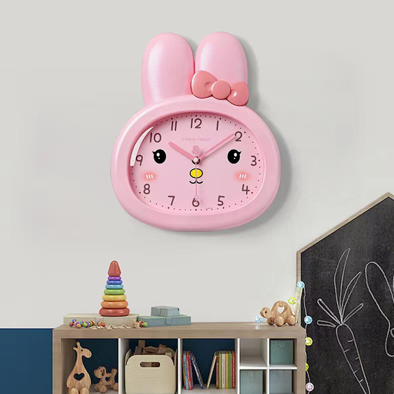 Reloj de pared de dibujos animados de conejo sala de niños sala de estar moda reloj de pared dormitorio nuevo reloj silencioso 2023