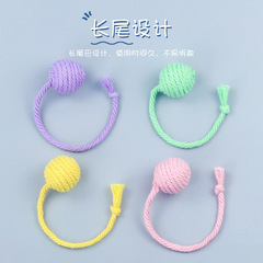 可懸掛貓玩具自嗨解悶劍麻球幼貓逗貓棒寵物貓咪球類用品棉繩球