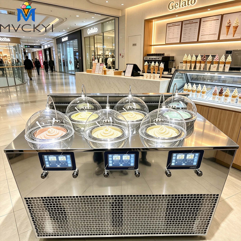 Six-Cylinder Front-Of-The-Line Italian Gelato Handmade Ice Cream Machine, Commercial Ice Cream Machine, Freshly Made Acai Berry Ice Cream for Sale Six-Cylinder Front-Of-The-Line Italian Gelato Handmade Ice Cream Machine, Commercial Ice Cream Machine, Freshly Made Acai Berry Ice Cream for Sale