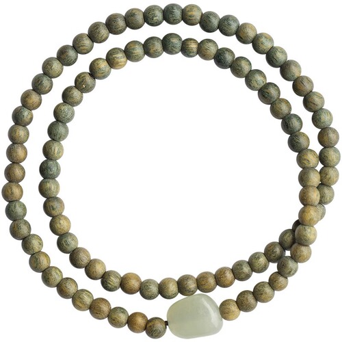 Green Sandalwood 4m Slim Buddha Bead Bracelet Simple Hetian Jade Ancient Style Small Fresh Fairy Sandalwood Bracelet Literary Women's Style