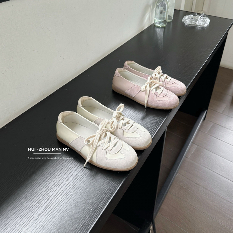 Sheepskin Version Korean-Style Flat German Training Shoes for Women 2026 New Model Sports Casual Shallow Ballet Shoes Genuine Leather Running Shoes