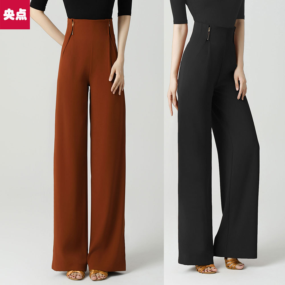 Professional Latin Dance and Modern Dance Pants for Women with Double Side Zipper Design at the Waist