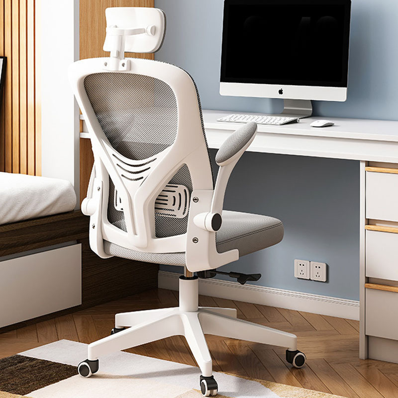 Silla de oficina ergonómica, altura ajustable simple, adecuada para estudio, largas jornadas sentado, uso en oficina y hogar, respaldo cómodo, tela de malla transpirable.