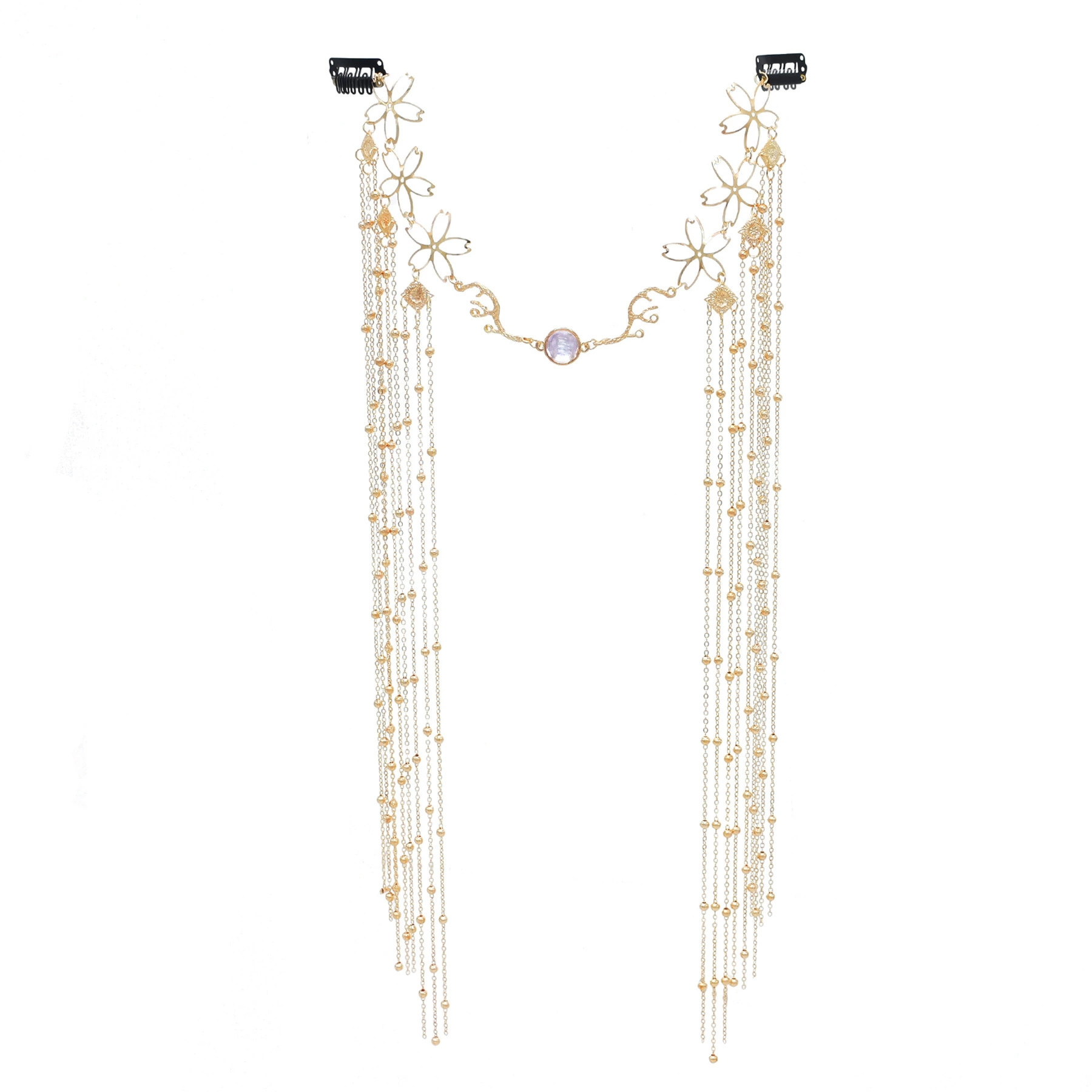 Hanfu hairpin tassel headdress, retro handmade ethnic Chinese style, golden