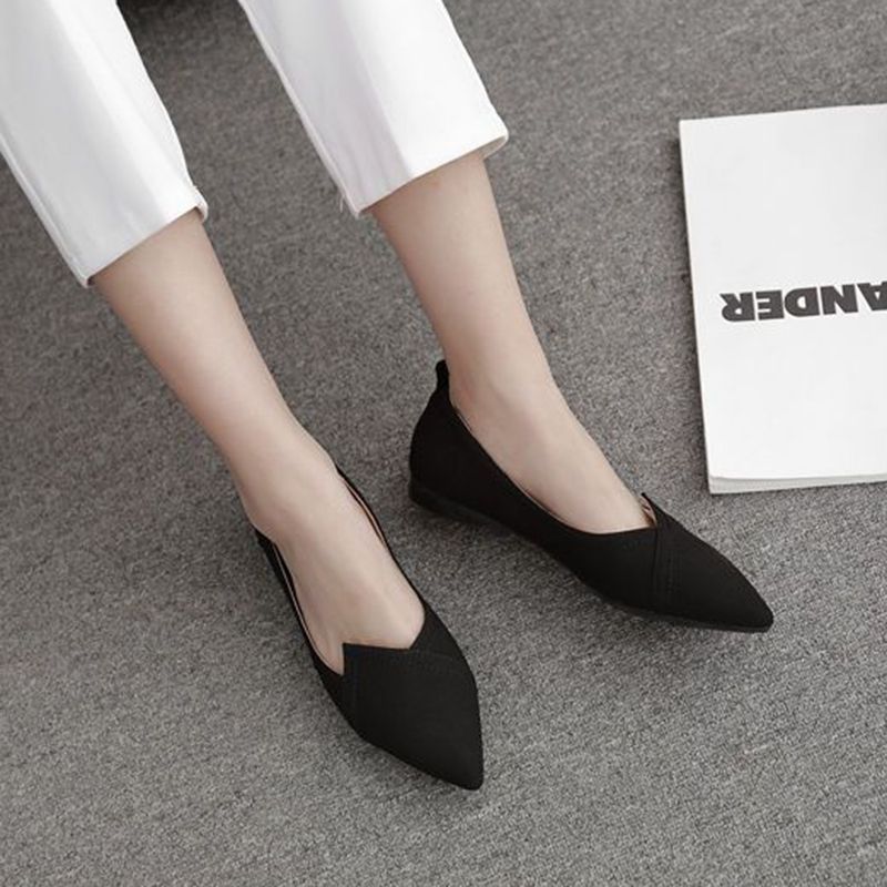 Zapatos de primavera y otoño 2026 nuevos zapatos de tacón bajo de cuatro estaciones zapatos de mujer zapatos de cama zapatos negros planos puntiagudos zapatos suaves
