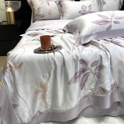 Summer 60-count Tencel hyaluronic acid summer quilt four-piece pastoral flower cool silky washable air-conditioned thin quilt