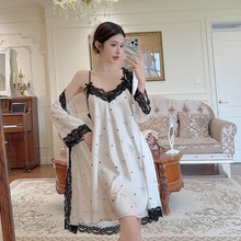 夏冰丝新款睡裙女性感纯欲甜美蕾丝花边公主风吊带睡衣夏季家居服