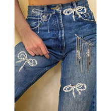 欧美跨境热销蝴蝶结设计感胸针 气质爱心形流苏花朵裤子装饰品女