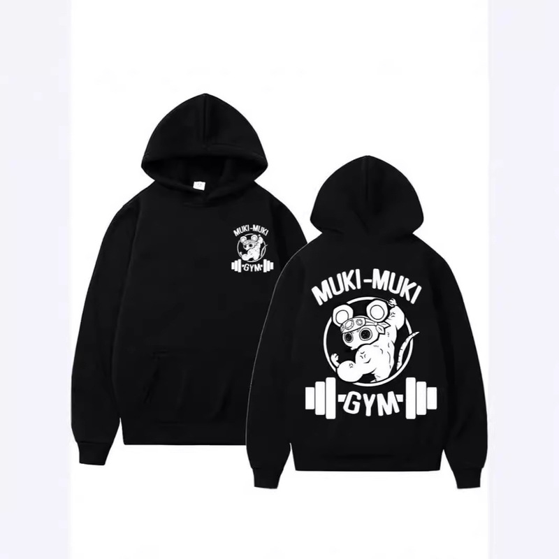 2024 New Fitness Mouse Devil Killer Cartoon Cute Print Autumn and Winter Casual Couples Sweater Hoodie