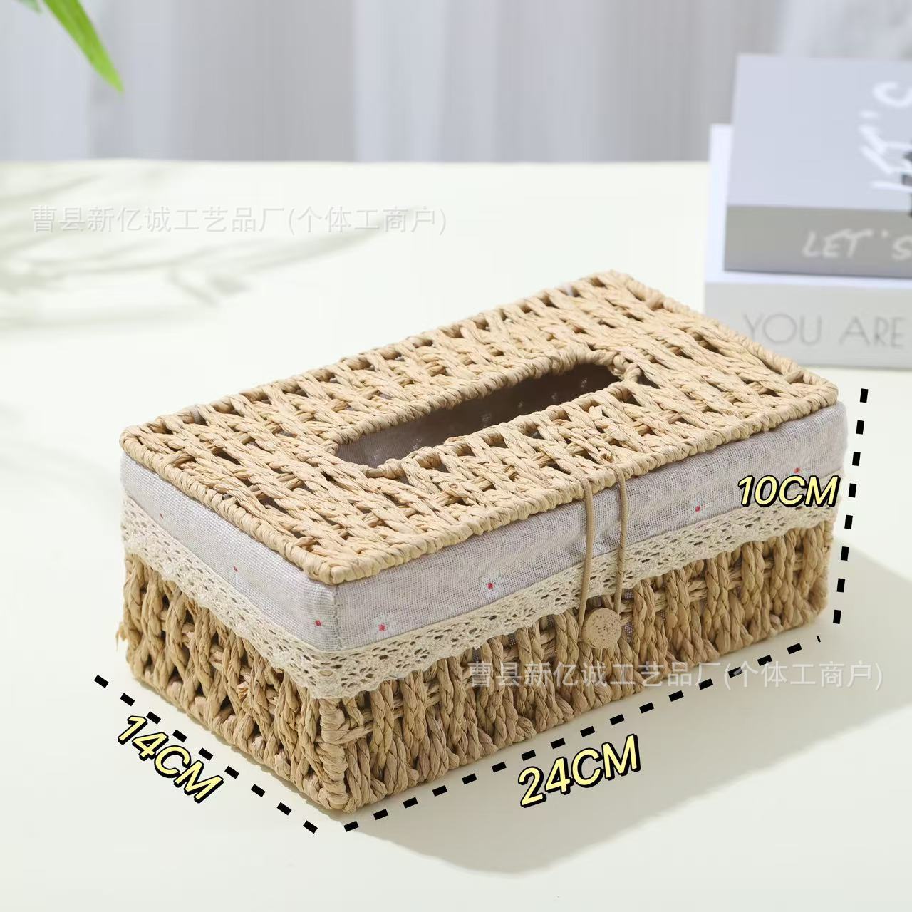 Caja de toallas tejida a mano inswind nuevo estilo caja de dibujo de papel rojo en línea sala de estar caja de papel de alto grado viento pastoral