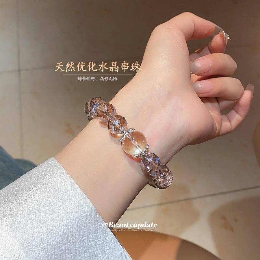 Pulsera de cuentas de cristal optimizada de ópalo natural 2025 nueva pulsera de todo fósforo de moda joyería de alta gama de nicho