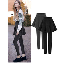 大码打底裤女新款秋冬小个子伞裙裤裙一体裤子假两件包臀瑜伽运动