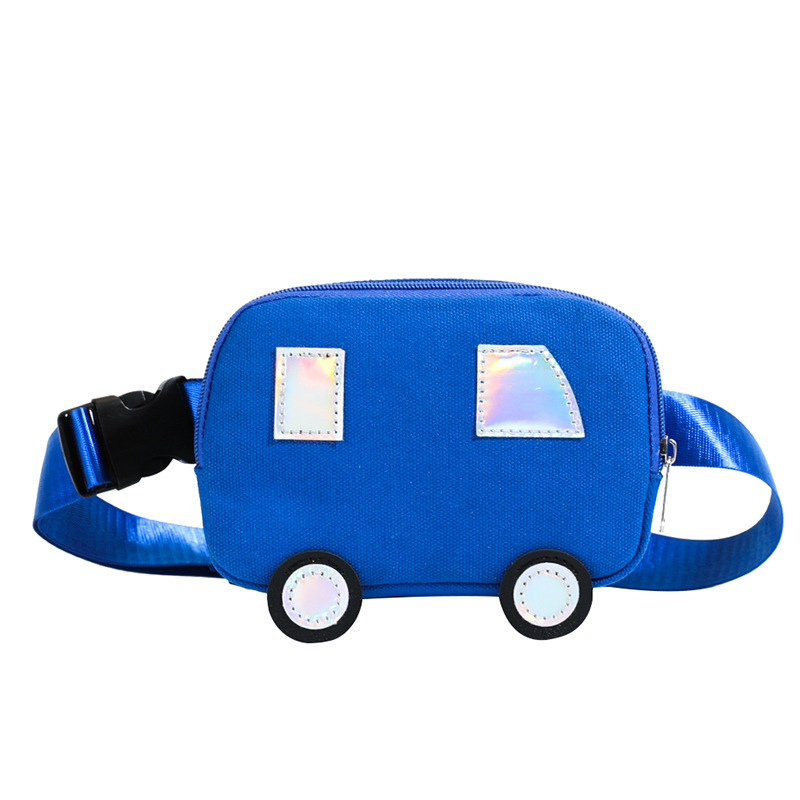 Cartoon lindo coche para niños y niñas bolso de pecho lona de moda contraste color estilo occidental bolso de mensajero para bebés nuevo bolso para niños