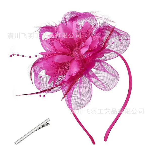 Popular cross-border floral headpiece, vintage mesh headwear, horse racing festival hat, stage party performance headpiece