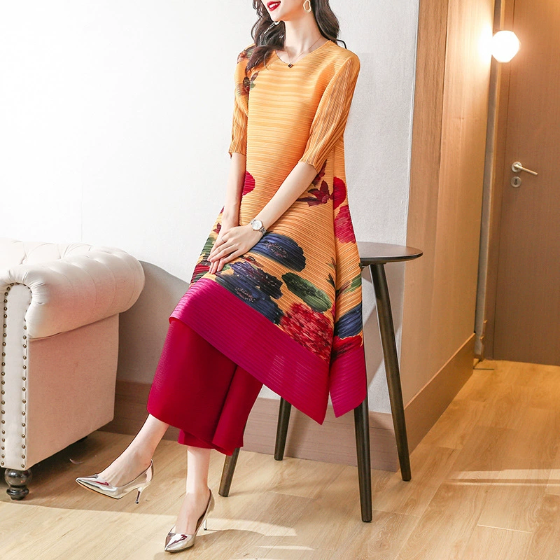 2021 Sanzhai Плиссированное Новое стройнящее ретро платье богини в западном стиле больших размеров