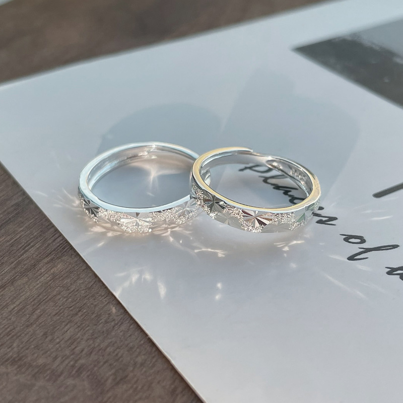 s999 pure silver starry river couple couple rings light luxury high-grade sparkling ring special-interest design hand jewelry