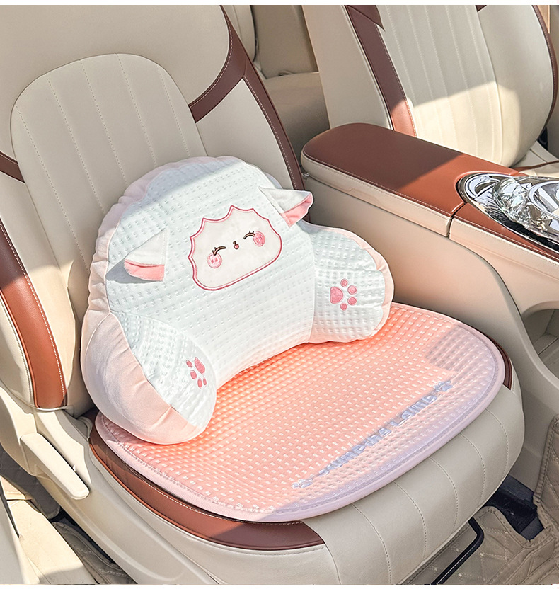 Cartoon car headrest neck pillow ice silk breathable car seat pillow four seasons GM comfortable headrest