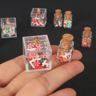 Dollhouse doll house transparent plastic square box glass jar miniature food play Christmas scene diy decorative ornaments