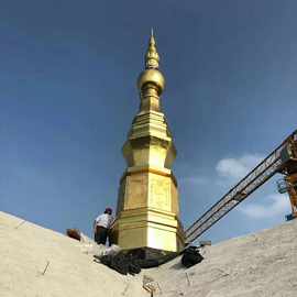 景区铸铜转经筒图片 纯铜转经桶 寺庙铜塔刹铜塔尖雕塑