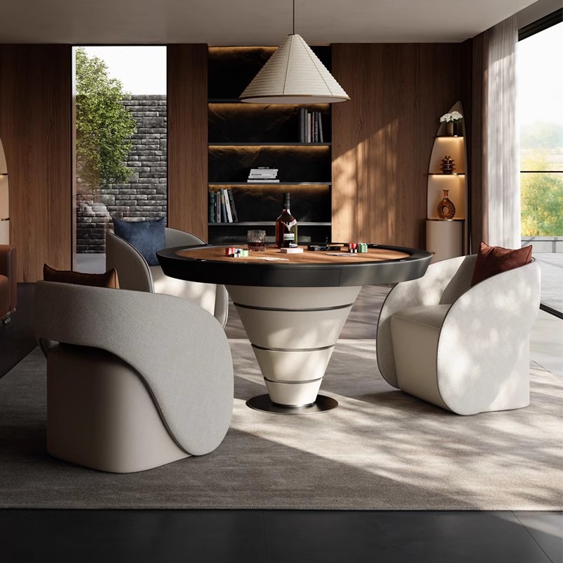 Mesa especial para huevos, madera maciza, moderna, de lujo ligero italiano, mesa de póquer de Texas, villa de alta gama, combinación de mesa y silla