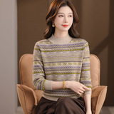 毛衣打底衫女秋冬2025新款洋气内搭宽松复古波西米亚风针织打底衫，女装毛呢外套，妃慕昵服饰