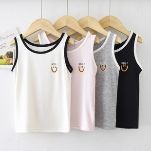 Children's Vest Summer New Boys and Girls Vest Rainbow Smiley Breathable Thin Children's Top Summer Children's Wear