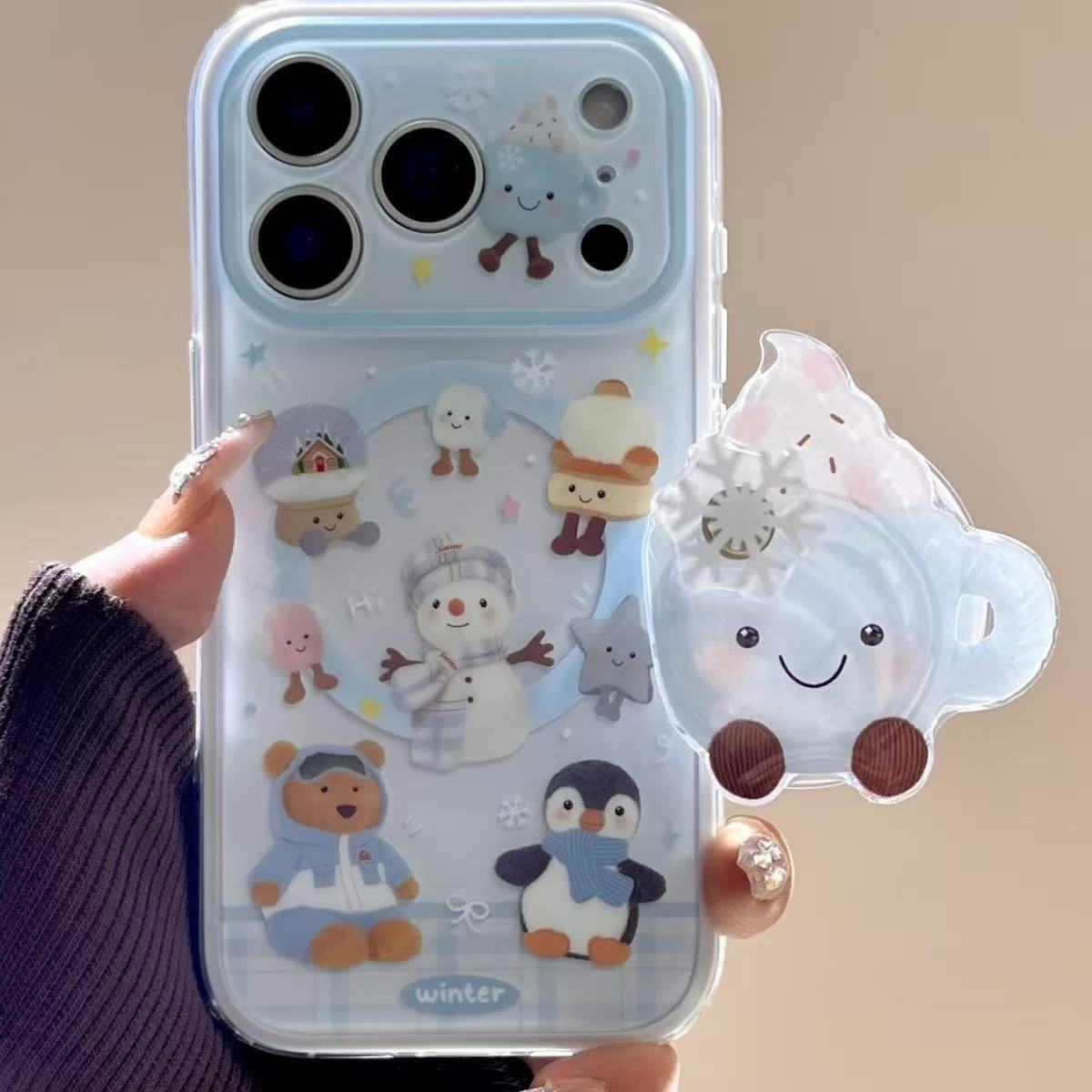 Winter Snowflake Soft and Cute Cartoon Suitable for Iphone17Pro Apple 17Promax/16Pro Magnetic Phone Case