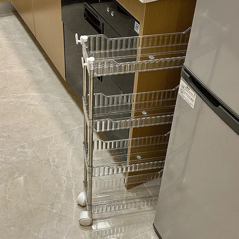 Small Trolley Storage Rack Kitchen Floor-Standing Mobile Bedroom Storage Rack Multi-Layer Snack Storage Bathroom Storage Wardrobe