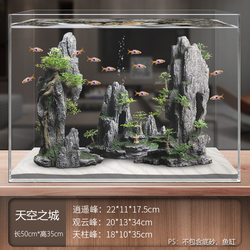 Juego completo de paisajismo de pecera, juego de decoración de rocalla de hierba acuática de simulación, juego de adorno de coral de arena de fondo de acuario