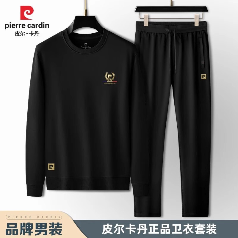[Including Tag] Pierre Cardin Casual Sports Suit Men's Round Neck Sweatshirt with Leggings Sweatpants Two-Piece Set