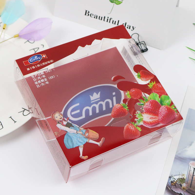 透明pvc风味酸奶包装盒 印刷pet柔软线塑料盒 桃花酥食品开窗折盒