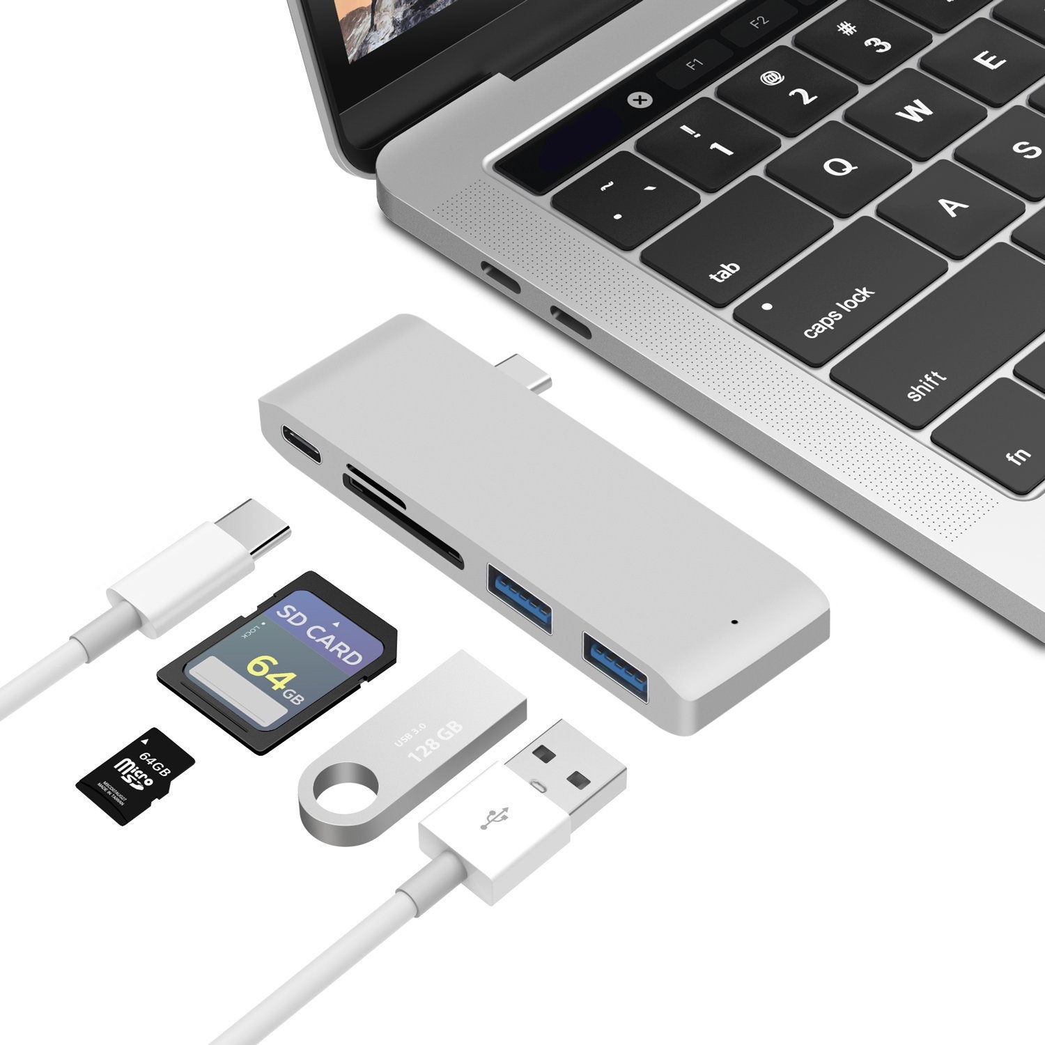 macbook集线器hub转换器USB-C转HDMI分线器type-c扩展坞 读卡器