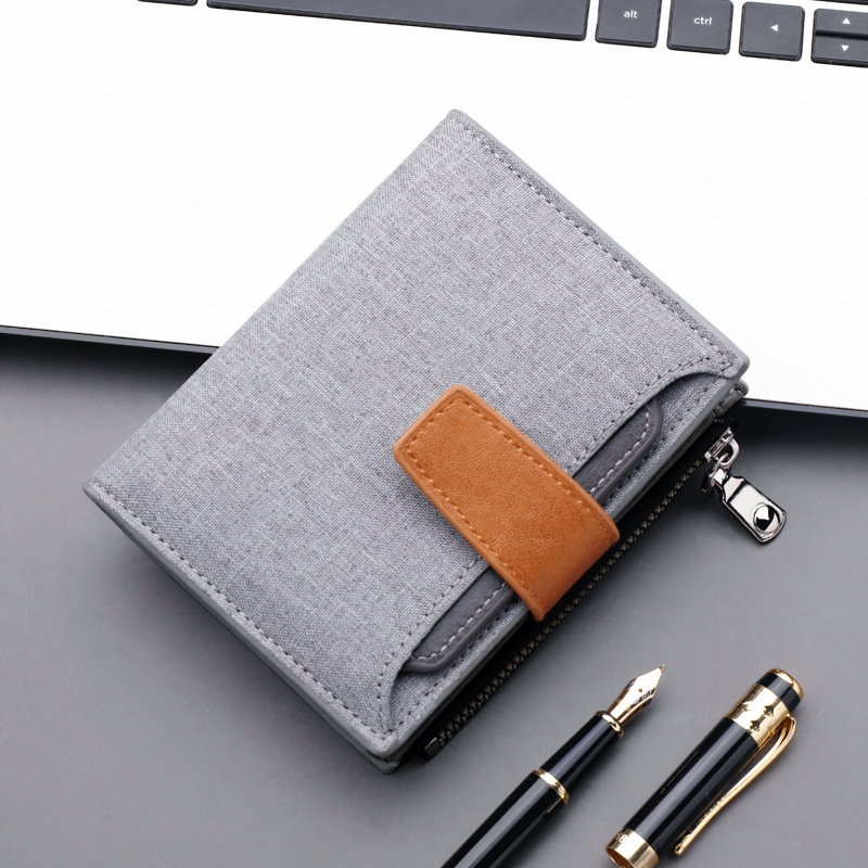Canvas Wallet Short Men's Button Bag Wallet Multi-Card Slot Driver's License with Zipper Men's Factory Batch Canvas Wallet Short Men's Button Bag Wallet Multi-Card Slot Driver's License with Zipper Men's Factory Batch