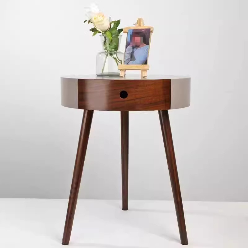 Italian Minimalist Round Bedside Cabinet Living Room Side Corner Single Drawer Small Table Storage Ins Style_voghion.com