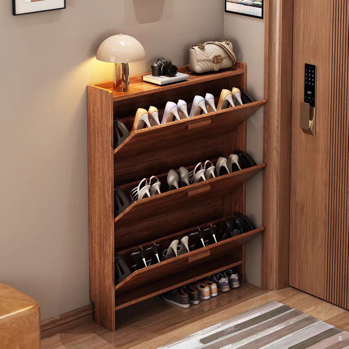 Ultra-Thin Shoe Cabinet 17cm Economical Home Doorway Multi-Functional Assembly Simple Modern Doorway Tipping Small Shoe Cabinet
