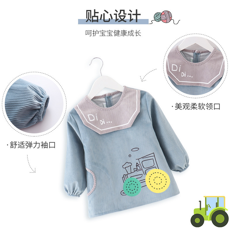 工場直販秋と冬のベビーカバーオール子供用逆着用よだれかけ食事保護服クリスタルベルベットベビーエプロン防水|undefined